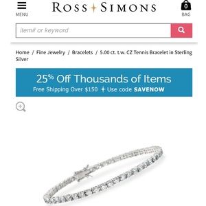 NWT RossSimons 5.00 CT CZ Tennis Bracelet